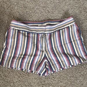 LOFT High Waist Striped Shorts - Blue, Pink, Cream